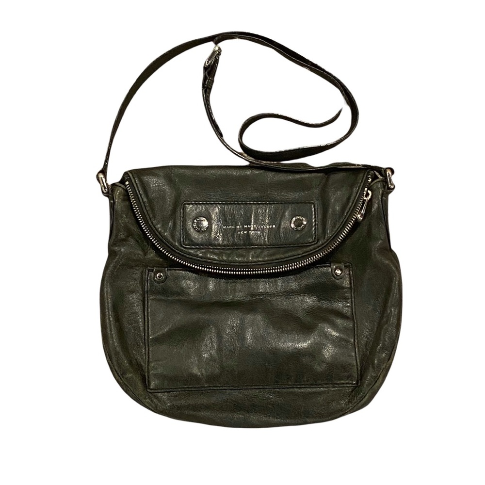 MARC JACOBS Crescent Shaped Natasha Crossbody Bag Black Leather Luxury Handbag